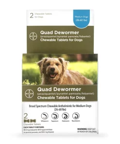 Elanco Quad Dewormer for Hookworms, Roundworms, Tapeworms & Whipworms for Medium Breed Dogs