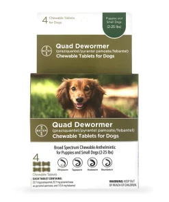 Elanco Quad Dewormer for Hookworms, Roundworms, Tapeworms & Whipworms for Small Breed Dogs
