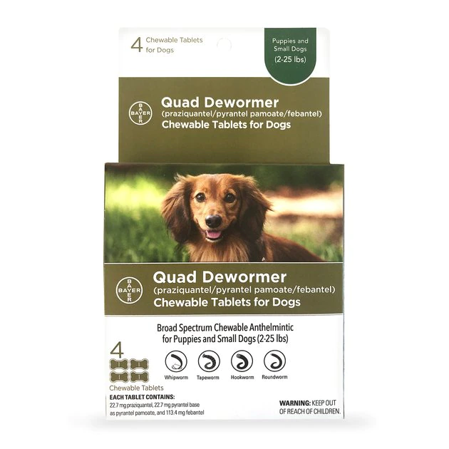 Elanco Quad Dewormer for Hookworms, Roundworms, Tapeworms & Whipworms for Small Breed Dogs 1 Elanco Quad Dewormer for Hookworms, Roundworms, Tapeworms & Whipworms for Small Breed Dogs