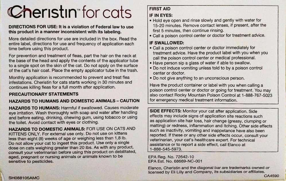 Cheristin Flea Spot Treatment for Cats, over 1.8 lbs 2 Cheristin Flea Spot Treatment for Cats, over 1.8 lbs - Image 2