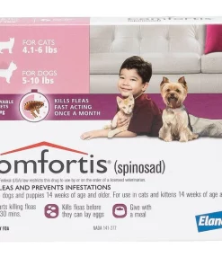 Comfortis Chewable Tablet for Dogs, 5-10 lbs & Cats 4.1-6 lbs, (Pink Box)