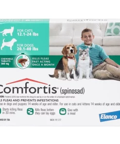 Comfortis Chewable Tablets for Dogs 20.1-40 lbs & Cats 12.1-24 lbs, (Green Box)