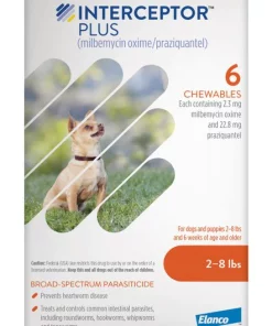 Interceptor Plus Chew for Dogs, 2-8 lbs, (Orange Box)