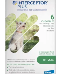 Interceptor Plus Chew for Dogs, 8.1-25 lbs, (Green Box)