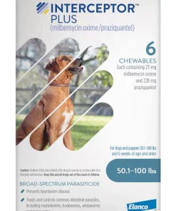 Interceptor Plus Chew for Dogs, 50.1-100 lbs, (Blue Box)