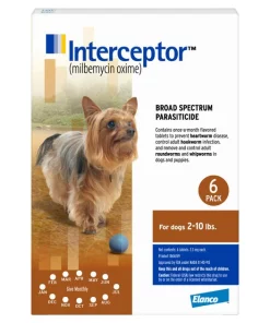 Interceptor Chewable Tablet for Dogs, 2-10 lbs, (Brown Box)