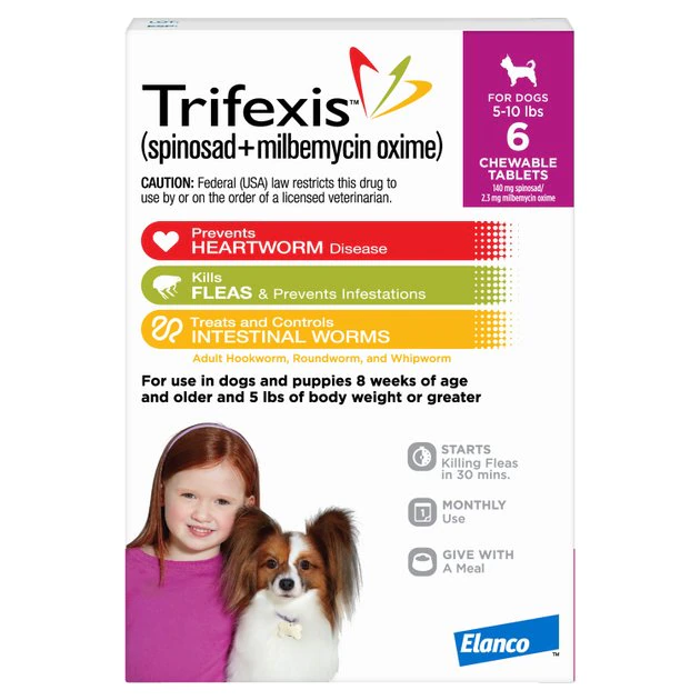 Trifexis Chewable Tablet for Dogs, 5-10 lbs, (Magenta Box) 1 Trifexis Chewable Tablet for Dogs, 5-10 lbs, (Magenta Box)