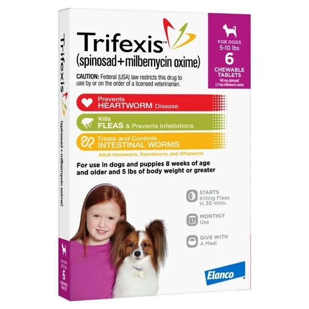 Trifexis Chewable Tablet for Dogs, 5-10 lbs, (Magenta Box) 2 Trifexis Chewable Tablet for Dogs, 5-10 lbs, (Magenta Box) - Image 2