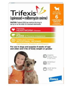 Trifexis Chewable Tablet for Dogs, 10.1-20 lbs, (Orange Box)