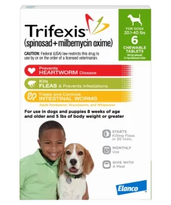 Trifexis Chewable Tablet for Dogs, 20.1-40 lbs, (Green Box)