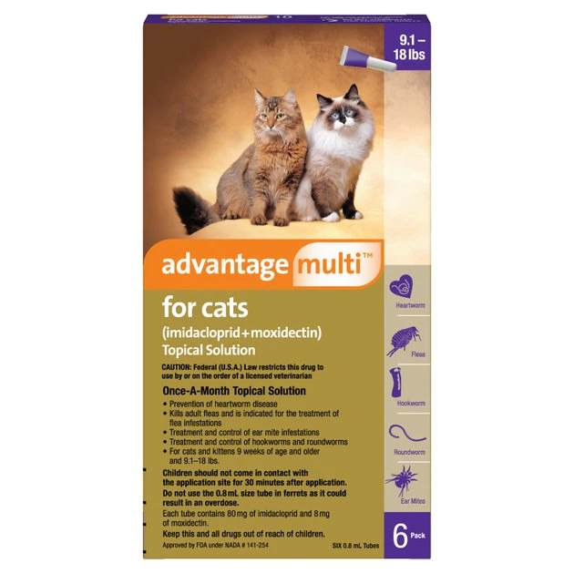 Advantage Multi Topical Solution for Cats, 9.1-18 lbs, (Purple Box) 1 Advantage Multi Topical Solution for Cats, 9.1-18 lbs, (Purple Box)