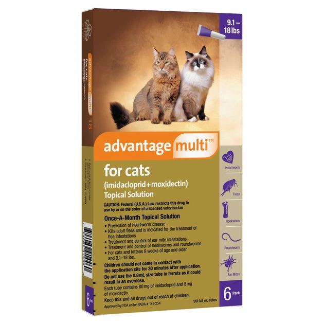 Advantage Multi Topical Solution for Cats, 9.1-18 lbs, (Purple Box) 3 Advantage Multi Topical Solution for Cats, 9.1-18 lbs, (Purple Box) - Image 3