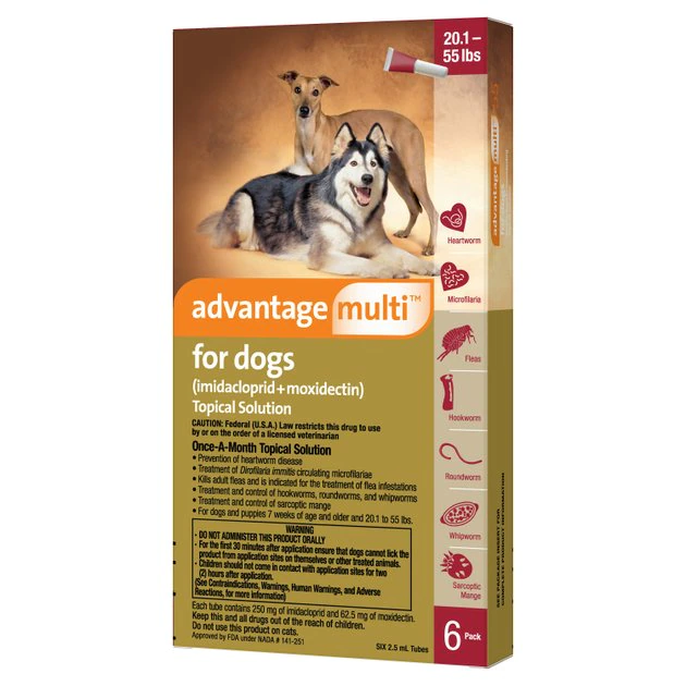 Advantage Multi Topical Solution for Dogs, 20.1-55 lbs, (Red Box) 2 Advantage Multi Topical Solution for Dogs, 20.1-55 lbs, (Red Box) - Image 2