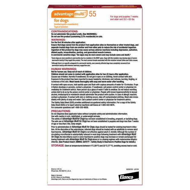 Advantage Multi Topical Solution for Dogs, 20.1-55 lbs, (Red Box) 4 Advantage Multi Topical Solution for Dogs, 20.1-55 lbs, (Red Box) - Image 4