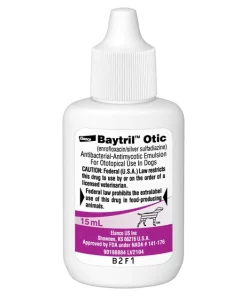 Baytril (Enrofloxacin / Silver Sulfadiazine) Otic Solution for Dogs