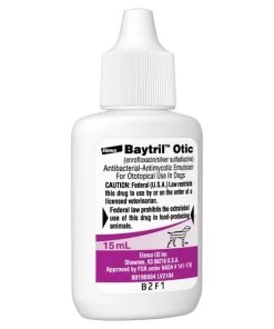 Baytril (Enrofloxacin / Silver Sulfadiazine) Otic Solution for Dogs -Elanco Sales 146331 PT2. SY630 V1651165894