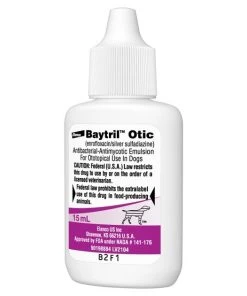 Baytril (Enrofloxacin / Silver Sulfadiazine) Otic Solution for Dogs -Elanco Sales 146331 PT3. SY630 V1650992486