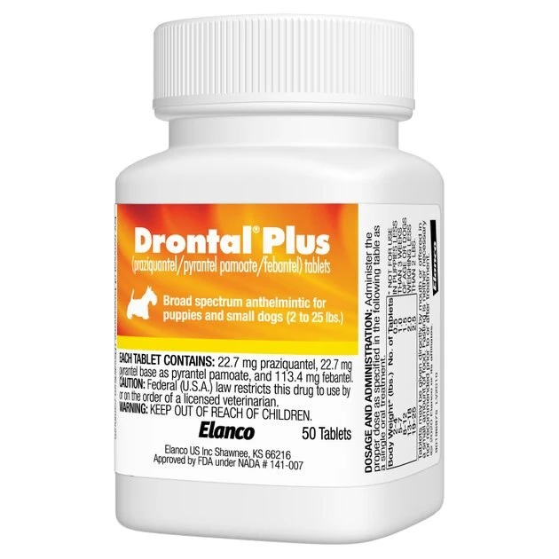 Drontal Plus Tablet for Small Dogs & Puppies, 2-25 lbs 2 Drontal Plus Tablet for Small Dogs & Puppies, 2-25 lbs - Image 2