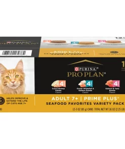 Purina Pro Plan Senior Adult 7+ Seafood Favorites Pate Variety Pack Canned Cat Food