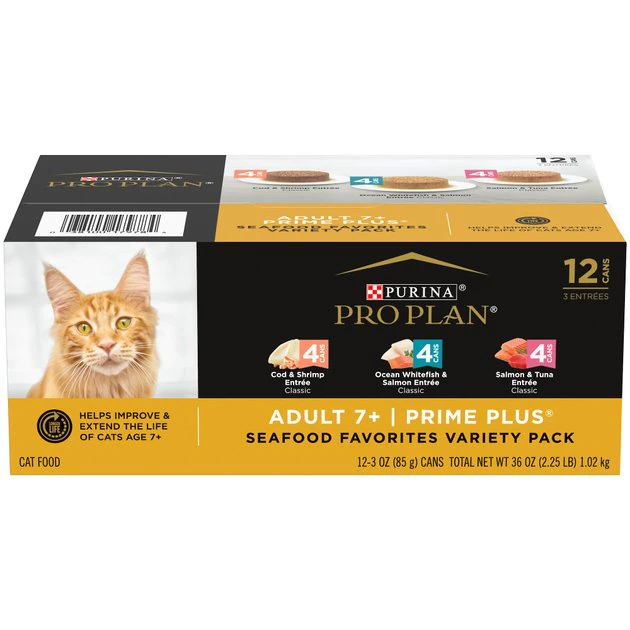 Purina Pro Plan Senior Adult 7+ Seafood Favorites Pate Variety Pack Canned Cat Food 1 Purina Pro Plan Senior Adult 7+ Seafood Favorites Pate Variety Pack Canned Cat Food