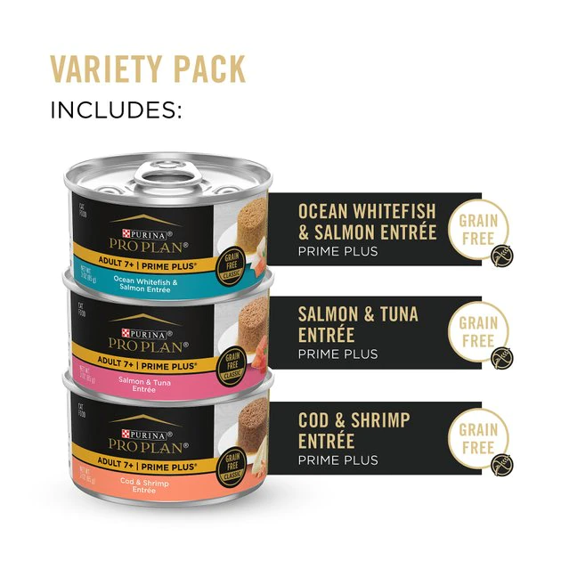 Purina Pro Plan Senior Adult 7+ Seafood Favorites Pate Variety Pack Canned Cat Food 2 Purina Pro Plan Senior Adult 7+ Seafood Favorites Pate Variety Pack Canned Cat Food - Image 2