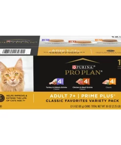 Purina Pro Plan Senior Adult 7+ Poultry & Beef Favorites Pate Variety Pack Canned Cat Food