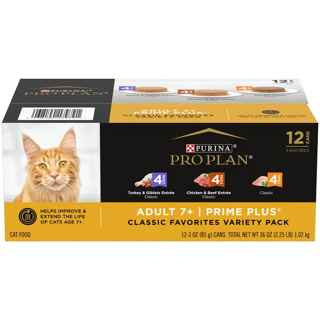 Purina Pro Plan Senior Adult 7+ Poultry & Beef Favorites Pate Variety Pack Canned Cat Food 1 Purina Pro Plan Senior Adult 7+ Poultry & Beef Favorites Pate Variety Pack Canned Cat Food