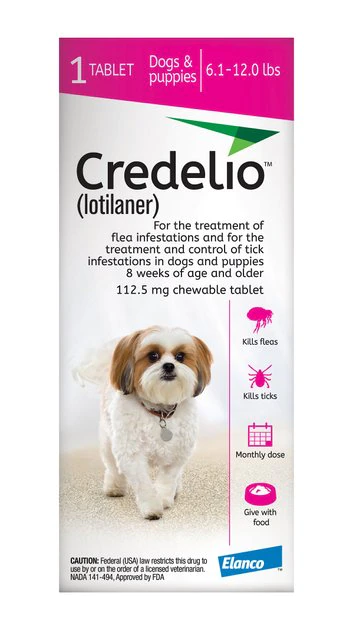 Credelio Chewable Tablet for Dogs, 6.1-12 lbs, (Pink Box) 1 Credelio Chewable Tablet for Dogs, 6.1-12 lbs, (Pink Box)