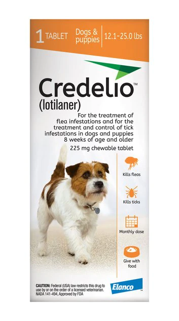 Credelio Chewable Tablet for Dogs, 12.1-25 lbs, (Orange Box) 1 Credelio Chewable Tablet for Dogs, 12.1-25 lbs, (Orange Box)