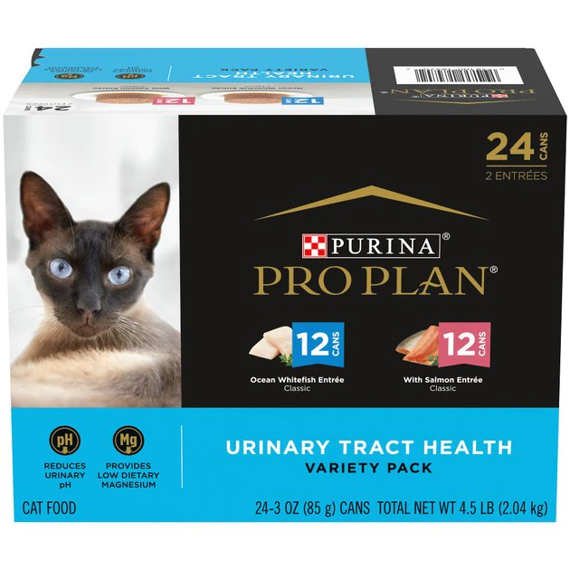 Purina Pro Plan Focus Urinary Tract Health Seafood Favorites Variety Pack Canned Cat Food, 3-oz can, case of 24 1 Purina Pro Plan Focus Urinary Tract Health Seafood Favorites Variety Pack Canned Cat Food, 3-oz can, case of 24