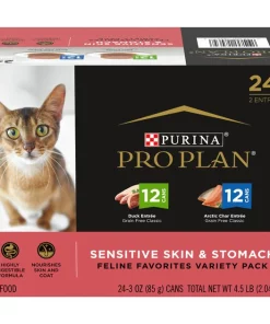Purina Pro Plan Focus Sensitive Skin & Stomach Duck & Arctic Char Variety Pack Canned Cat Food, 3-oz can, case of 24