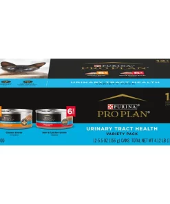 Purina Pro Plan Urinary Tract Health Focus Chicken & Beef & Chicken Variety Pack Cat Food, 5.5-oz can, case of 12, 2 pack