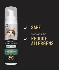 Purina Pro Plan LiveClear Rinse-Free Allergen Reducing Cat Shampoo Spray, 12.64-oz bottle -Elanco Sales 222407 PT5. SY630 V1597887087