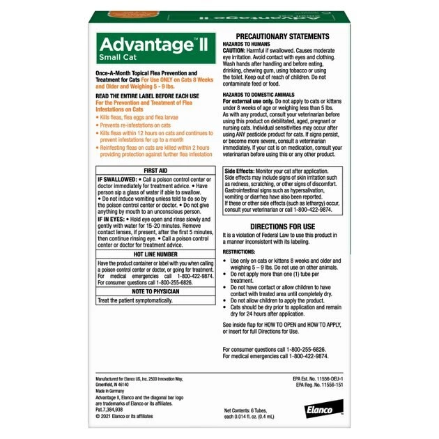 Advantage II||Elanco Advantage II Flea Spot Treatment, 5-9 lbs + Elanco Tapeworm Cat De-Wormer 3 Advantage II||Elanco Advantage II Flea Spot Treatment, 5-9 lbs + Elanco Tapeworm Cat De-Wormer - Image 3