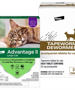 Advantage II||Elanco Advantage II Flea Spot Treatment, over 9 lbs + Elanco Tapeworm Cat De-Wormer