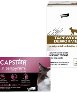 Capstar||Elanco Capstar Flea Oral Treatment, 2-25 lbs + Elanco Tapeworm Cat De-Wormer