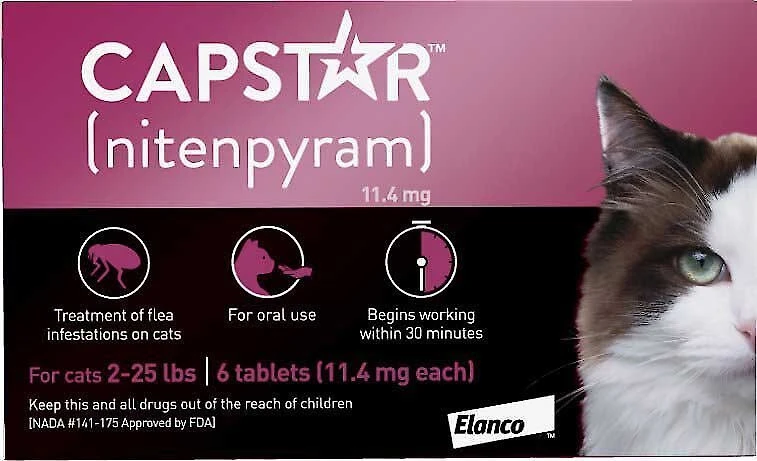 Capstar||Elanco Capstar Flea Oral Treatment, 2-25 lbs + Elanco Tapeworm Cat De-Wormer 2 Capstar||Elanco Capstar Flea Oral Treatment, 2-25 lbs + Elanco Tapeworm Cat De-Wormer - Image 2