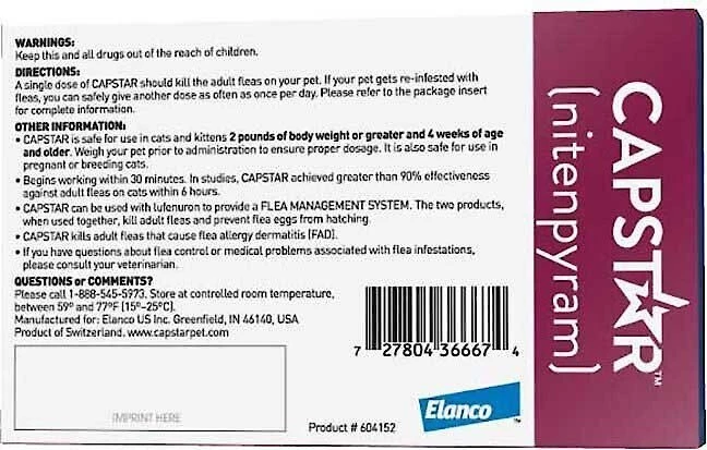 Capstar||Elanco Capstar Flea Oral Treatment, 2-25 lbs + Elanco Tapeworm Cat De-Wormer 3 Capstar||Elanco Capstar Flea Oral Treatment, 2-25 lbs + Elanco Tapeworm Cat De-Wormer - Image 3