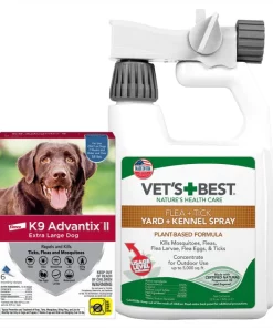 K9 Advantix II||Vet's Best K9 Advantix II Flea & Tick Spot Treatment, over 55-lbs + Vet's Best Flea + Tick Yard & Kennel Spray for Dogs