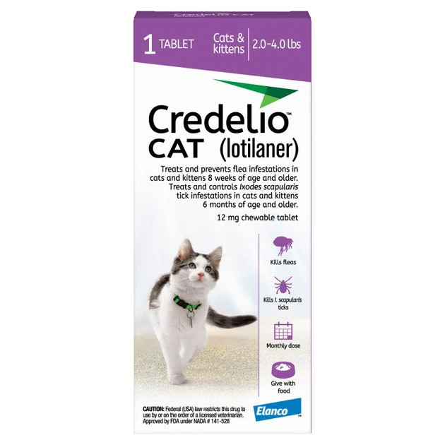 Credelio Chewable Tablets for Cats, 2-4 lbs, (Purple Box) 1 Credelio Chewable Tablets for Cats, 2-4 lbs, (Purple Box)