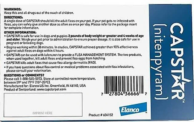Capstar||Elanco Capstar Flea Oral Treatment for Dogs, 2-25 lbs, 6 Tablets + Elanco Tapeworm Dog De-Wormer, 5 count 3 Capstar||Elanco Capstar Flea Oral Treatment for Dogs, 2-25 lbs, 6 Tablets + Elanco Tapeworm Dog De-Wormer, 5 count - Image 3