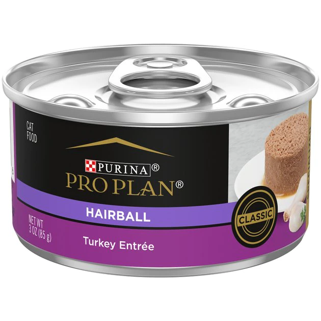 Purina Pro Plan Hairball Control Turkey Entree Pate Wet Cat Food, 3-oz can, case of 24 1 Purina Pro Plan Hairball Control Turkey Entree Pate Wet Cat Food, 3-oz can, case of 24