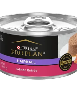 Purina Pro Plan Hairball Control Salmon Entree Pate Wet Cat Food, 3-oz can, case of 24