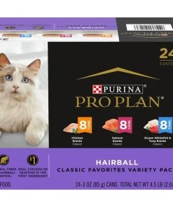 Purina Pro Plan Hairball Entrees Control Variety Pack Wet Cat Food, 3-oz can, case of 24
