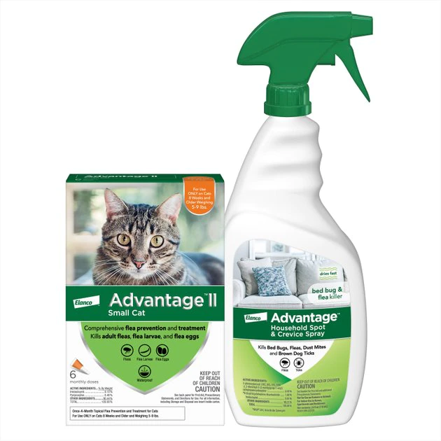 Advantage II Flea Spot Treatment for Cats, 5-9 lbs, & Ferrets + Household Spot & Crevice Spray 1 Advantage II Flea Spot Treatment for Cats, 5-9 lbs, & Ferrets + Household Spot & Crevice Spray