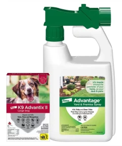K9 Advantix||Advantage II K9 Advantix II Flea & Tick Spot Treatment for Dogs, 21-55 lbs + Advantage Yard & Premise Spray