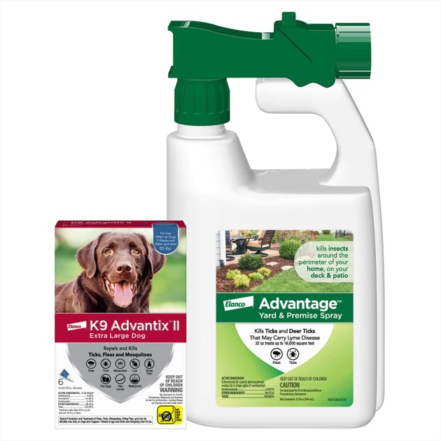 K9 Advantix||Advantage II K9 Advantix II Flea & Tick Spot Treatment for Dogs, over 55 lbs + Advantage Yard & Premise Spray 1 K9 Advantix||Advantage II K9 Advantix II Flea & Tick Spot Treatment for Dogs, over 55 lbs + Advantage Yard & Premise Spray