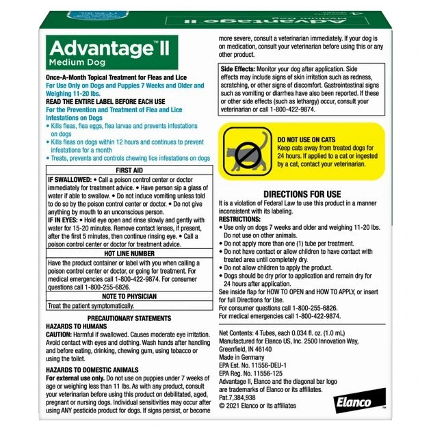 Advantage II Flea Spot Treatment for Dogs, 11-20 lbs 2 Advantage II Flea Spot Treatment for Dogs, 11-20 lbs - Image 2